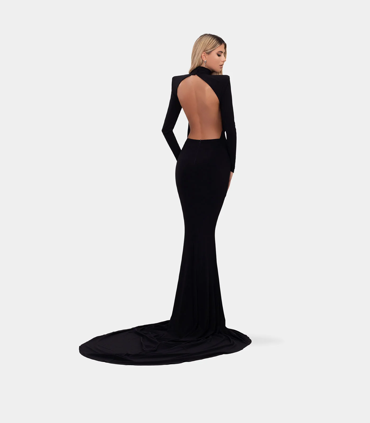 Black Evening Gown with Mermaid Sweep Train - Image 4