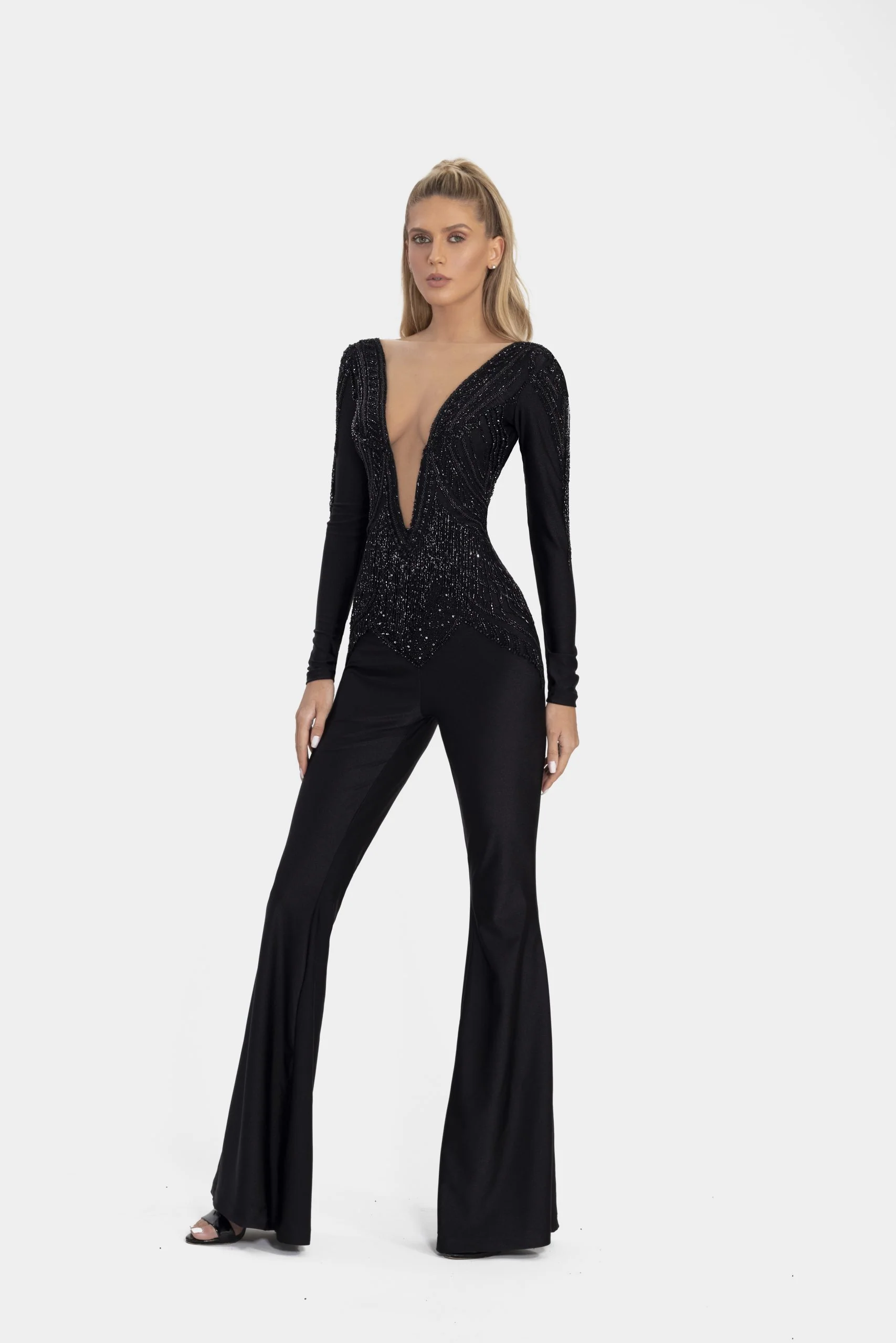 Black Jumpsuit With Shiny Tassels - Image 4