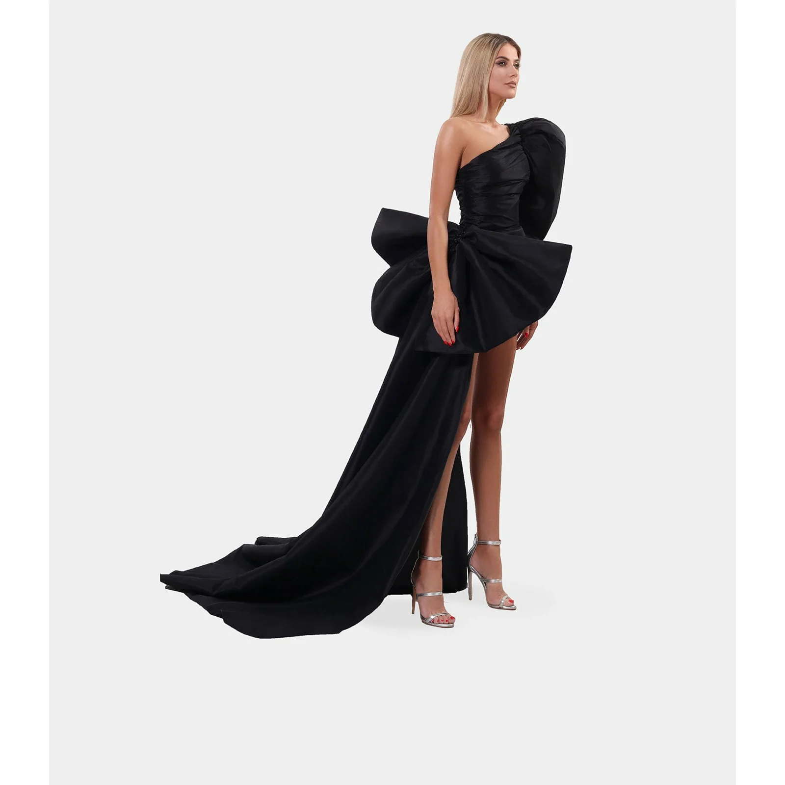 Long Ribbon one sleeved dress - Image 4