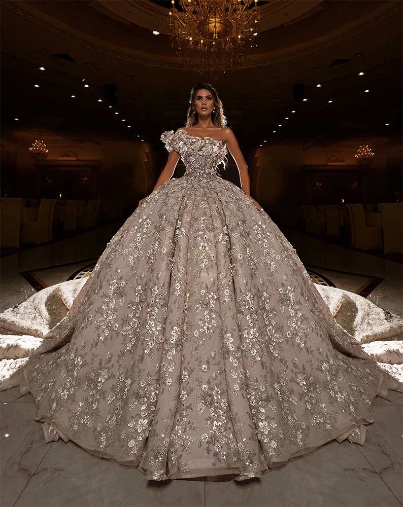 One Ruffle Shoulder Bridal Gown - Image 3