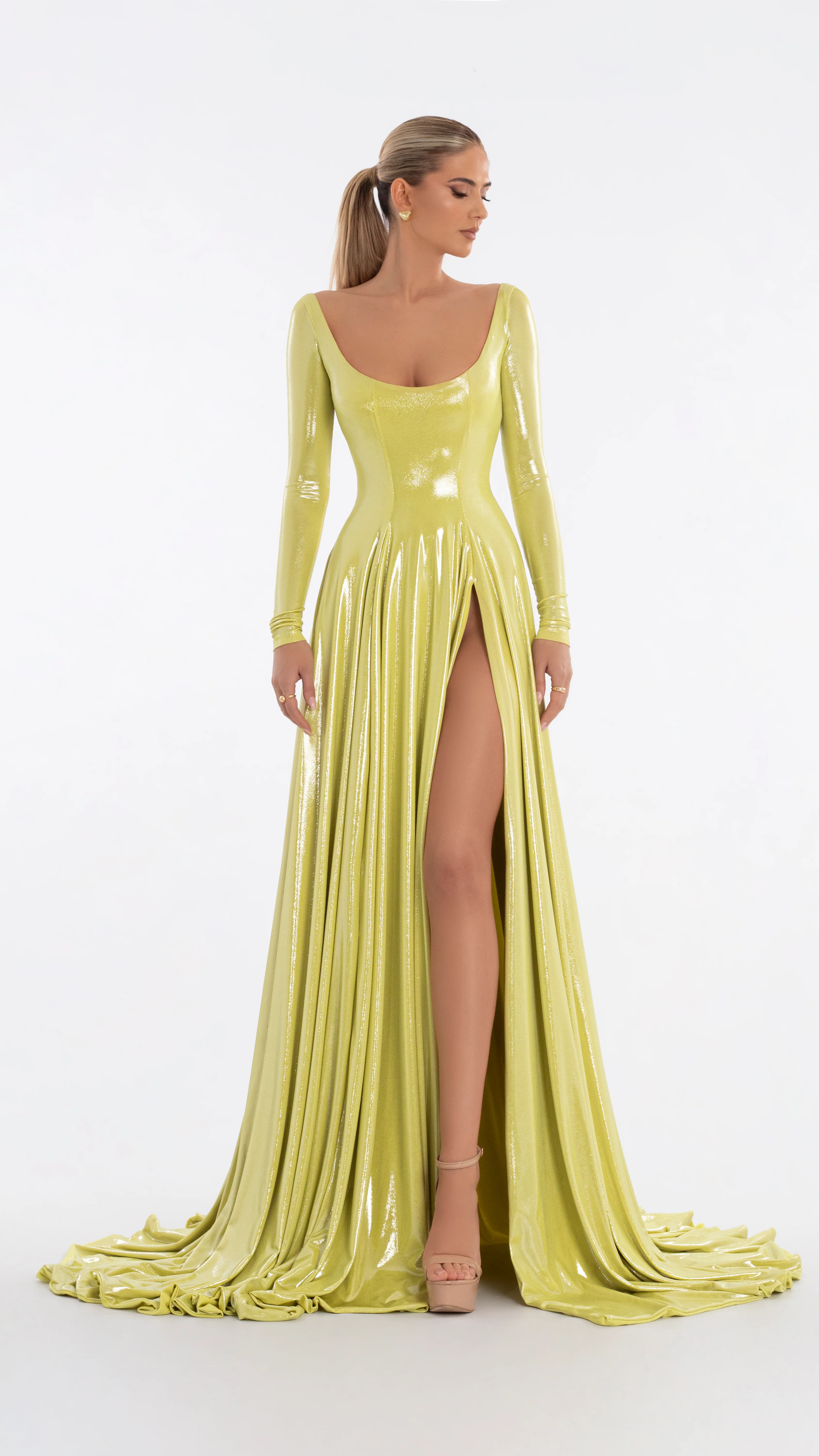 Sage Yellow Dress With Sleeves - Image 3