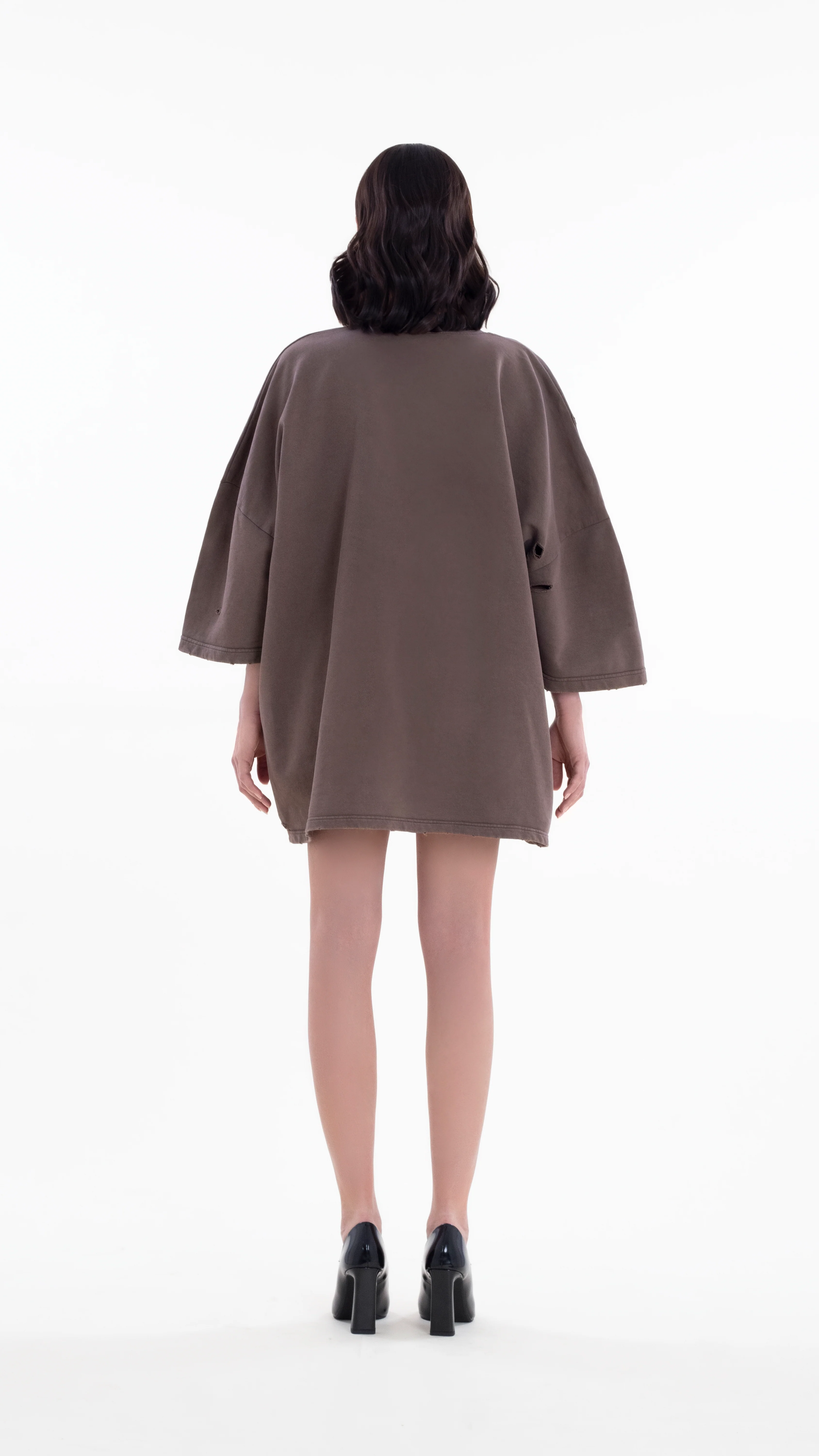 Unisex Brown Distressed T-Shirt - Image 3